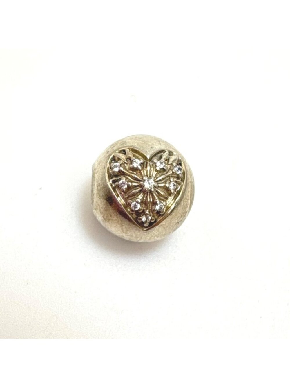 Pandora ALE Sterling Silver 925 Heart Cubic Zirconia Slide Charm Size 10.5mm